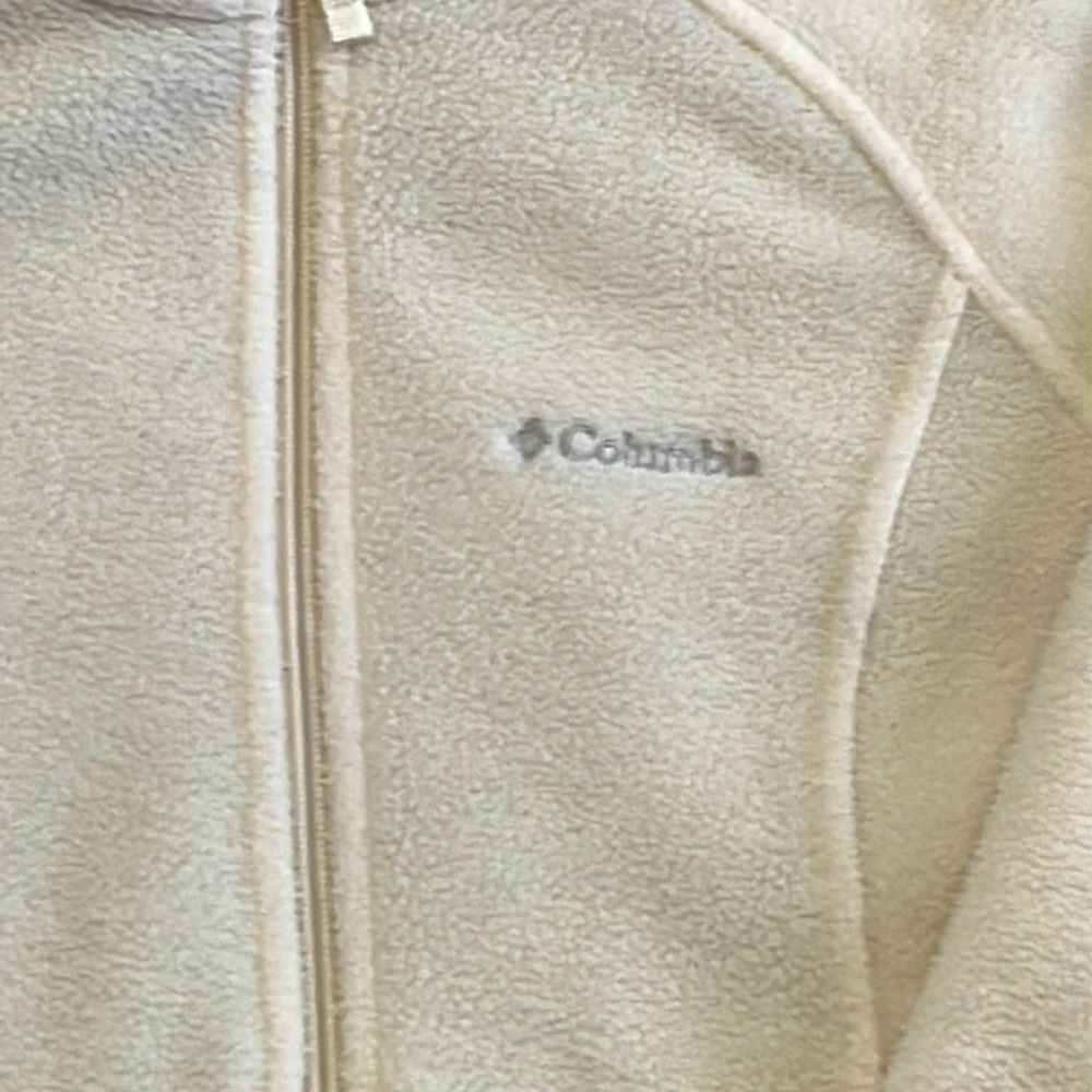 Columbia Cream Benton Springs Full Zip Fleece 2 Zip Pocket Jacket Small - Picture 5 of 9